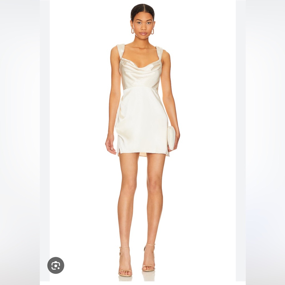Satin Cowl Neck Mini Dress - Ivory